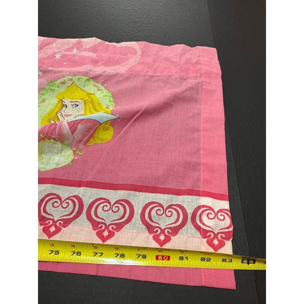 Vintage Disney Princess Pink Curtains Valance + 2 Panels Cinderella Belle Aurora